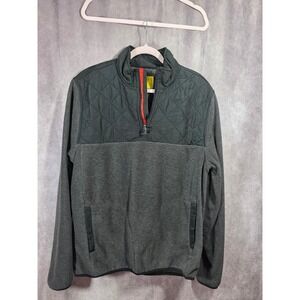 Prince & Fox Mens Large Quarter Zip Fleece Pullover Quilted Yoke‎ Charcoal Grey